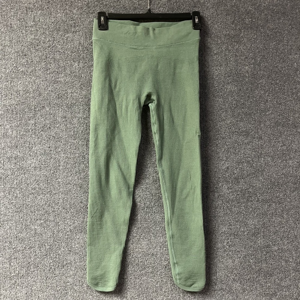 Gymshark Pause Seamless‎ Leggings Womens Small Green Waffle Texture High Waisted